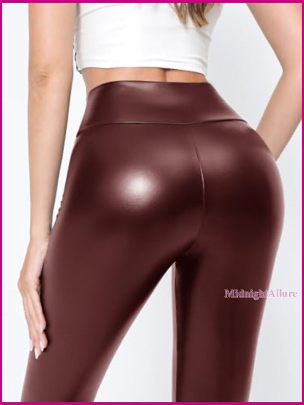 High Waisted Faux Leather Leggings Stretchy Yoga Pants Sexy Tights - Picture 3 of 7